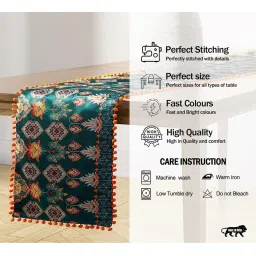 india circus by krsnaa mehta India Circus By Krshna Mehta 4-Seater Multi Velvet Printed Table Runner image 3