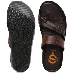 Paragon Men's Cognac Cross Strap Sandals image 3