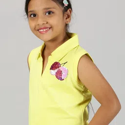 Kiddopanti Kids Yellow Embellished Polo Top image 3