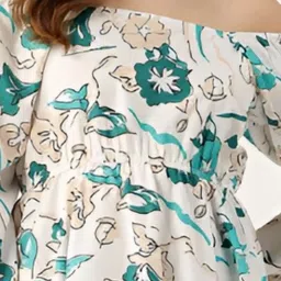 Sleek Italia Floral Print Off-Shoulder A-Line Midi Dress image 5