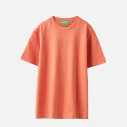 United Colors of Benetton Boys Orange Cotton Textured T-Shirt-picture-39