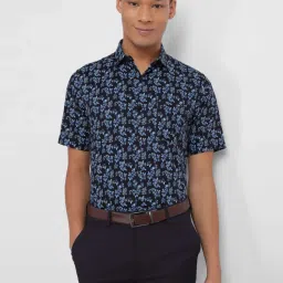 Allen Solly Black Cotton Slim Fit Printed Shirt image 3