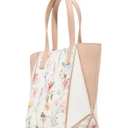 Aldo White & Beige PRISMA Floral Small Tote image 2