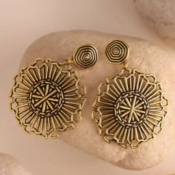 Voylla Gold Woven Wonders Coiling Drop Earrings-picture-5