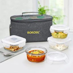 Borosil Foodluck Olive Lunch Box with Lunch Bag Set of 4 (Olive, 320 ml, 240 ml)-picture-15