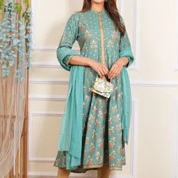 KALINI Women Ethnic Motifs Printed Panelled Kurta With Dupatta image 2
