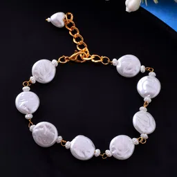 Silvermerc Designs Gold-Plated Pearls Beaded Link Bracelet-picture-47