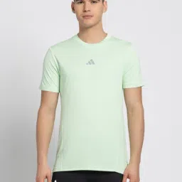 adidas Light Green Slim Fit Self Design Training T-Shirt-picture-14