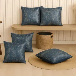 MFD HOME Furnishing Blue Jacquard glitter Cushion Covers - Set of 5-image-35