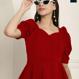 Tromko Women Pack Of 2 Puff Sleeve Peplum & Regular Top-picture-16