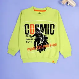 Kiddopanti Boys Neon Green Printed Regular Fit Sweatshirt-picture-35