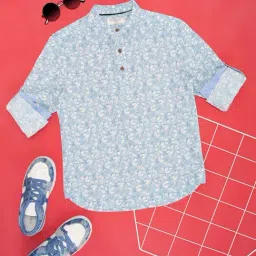 Pantaloons Junior Kids Alaskan Blue Cotton Printed Full Sleeves Shirt-image-94