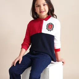 U.S. Polo Assn. Kids Colourblocked Polo Collar Drop-Shoulder Sleeves Pure Cotton T-shirt-picture-17