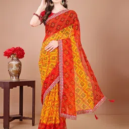 DIVASTRI Bandhani Poly Georgette Bandhani Saree-image-57