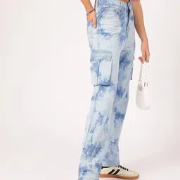 DressBerry Women Utility Unraveled Tie & Dye Cargo jeans-image-88