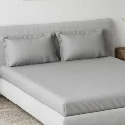 Ddecor Live Beautiful 100% Cotton Spectrum Solid 180Tc Super King Bedsheet with 2 Pillow Cover Grey image 2