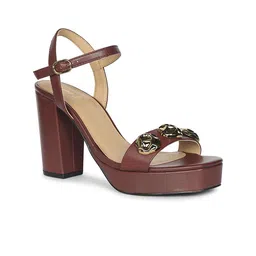 Saint G Leather Block Open Toe Sandals with Western - Embellished-picture-18