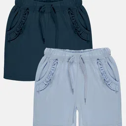 Kiddopanti Pack Of 2  Frill Detailed Pocket Hot Shorts -  Blue-picture-28