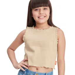Olele Cotton Sleeveless Solid Crop Top - Brown-picture-12