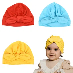 SYGA Pack of 3 Solid Cotton Caps Red, Blue & Yellow-Diameter 19 cm-image-24