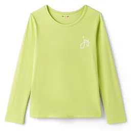 kookie kids india Kookie Kids Single Jersey Knit Full Sleeves T-Shirt with Small HD Print - Lime Green-picture-14