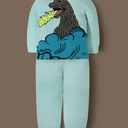 Cherry Crumble By Nitt Hyman Knit Full Sleeves Monster Designed Winter Night Suit Set - Blue-image-11