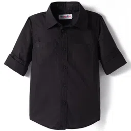 kookie kids india Kookie Kids Poplin Woven Full Sleeves Solid Colour Shirt - Black-picture-11