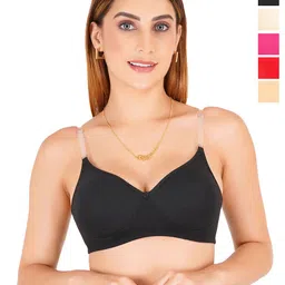 Liigne Women Pack of 5 Full Coverage Transparent Strap Lightly Padded Everyday Bra-picture-30