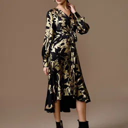 Kazo Floral Print A-Line Midi Dress image 3