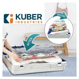 Kuber Industries Vacuum Storage BagsSpace Saver BagsTravel Vacuum Storage Seal Bags for Comforters Blankets Clothes Pillows With Hand Pump,60x80 cm,Pack of 2,Transparent, image 4