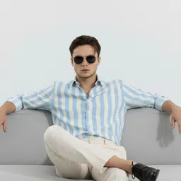 clothisto Men Regular Fit Striped Casual Shirt image 4