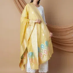 Melange by Lifestyle Mustard Woven Pattern Dupatta-picture-7