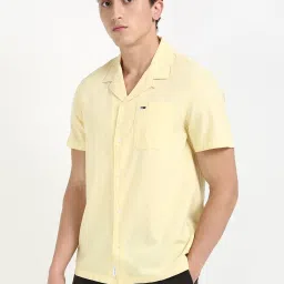 TOMMY HILFIGER Yellow Cotton Regular fit Solid Shirt image 3