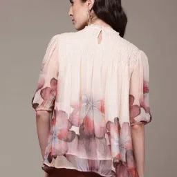 Label Ritu Kumar Peach Relaxed Fit Floral Print Top image 2