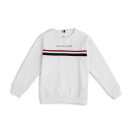 u.s. polo assn. US Polo Kids Boys White Cotton Striped Sweatshirt Hoodie image 3
