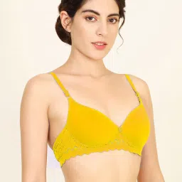 AROUSY Maroon & Yellow Cotton Self Pattern T-Shirt Bra - Pack Of 2 image 3