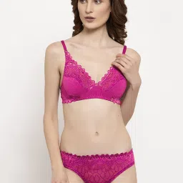 AROUSY Pink & Black Self Pattern Bra Panty Set - Pack Of 3 image 3