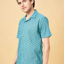 YU by Pantaloons Blue Regular Fit Self Pattern Shirt image 3