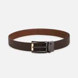 Louis Philippe Brown Leather Textured Reversible Belt image 3