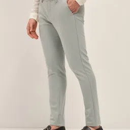 The Bear House Grey Polyester Slim Fit Solid Formal Trousers image 3