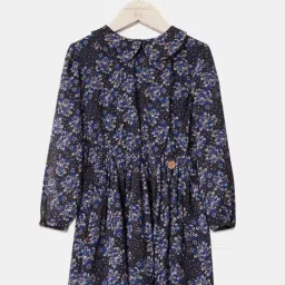 Angel & Rocket Kids Blue Floral Print Full Sleeves Dress-picture-13