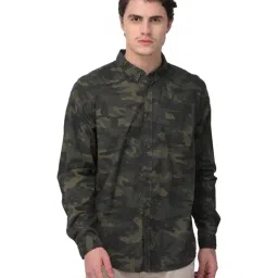 Woodland Dark Olive Full Sleeves Shirt-image-40
