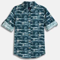Allen Solly Boys Blue Cotton Printed Shirt-picture-24