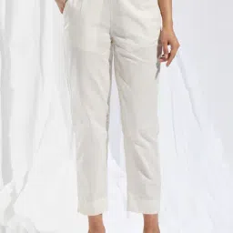 Fabindia Off-White Cotton Mid Rise Palazzos-picture-10