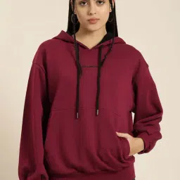 Dillinger Maroon Fleece Typographic Oversized Hoodie-image-24