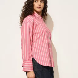 Only Pink Cotton Stripes Shirt image 3