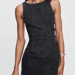 Outcast Women Black Denim Dress with Side Latch Details-picture-39
