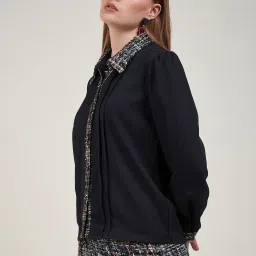 KASSUALLY Black Self Design Shirt image 3