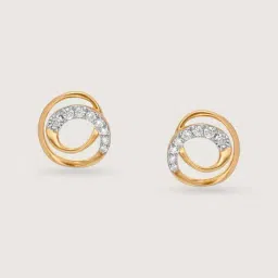 Mia by Tanishq Swirl Elegance 14k Gold & Diamond Stud Earrings for Women-picture-22