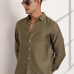Thomas Scott Green Slim Fit Striped Shirt image 3